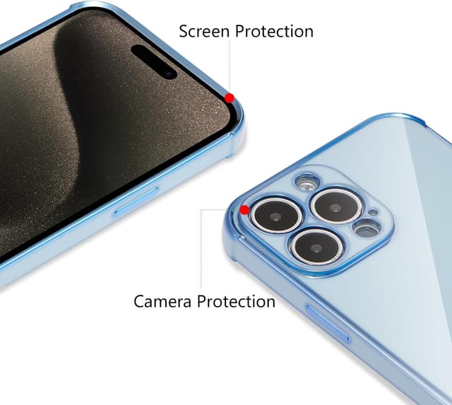 Detalle de ZTOFERA iPhone 13 Pro Max 6.7-inch Case with Love Heart Plating Edge Camera Protection (Blue)