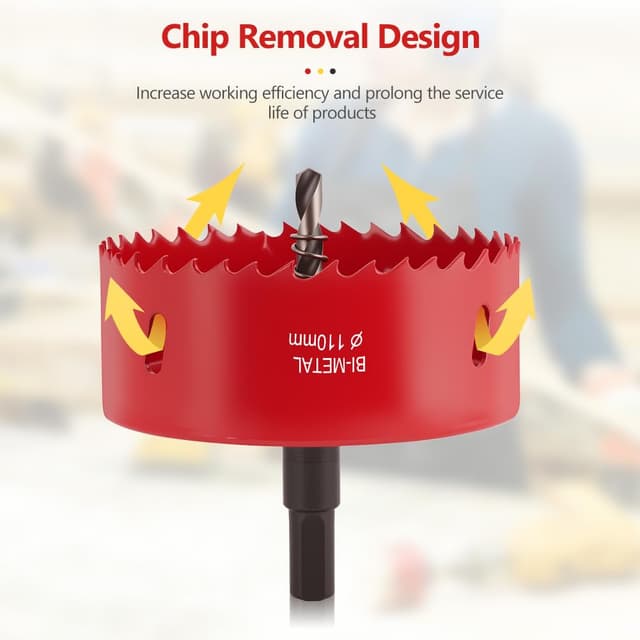 Detalle de Flintronic Bi-Metal Hole Saw, 110mm (Bi-Metal M42) for Metal, Wood & Plastic