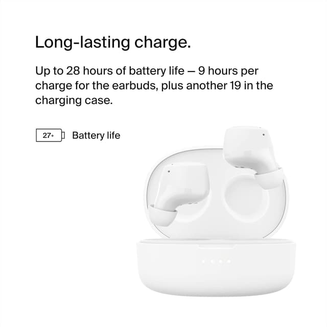 Detalle de Belkin SoundForm Bolt True Wireless Earbuds with up to 28H battery life and Mono Mode