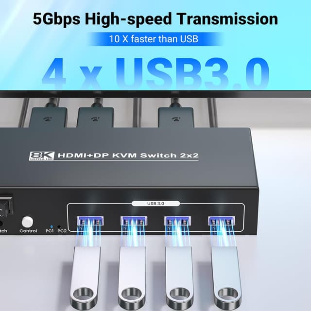 Thumbnail 3 de KVM-Switch 2 PC Dual Monitor 8K