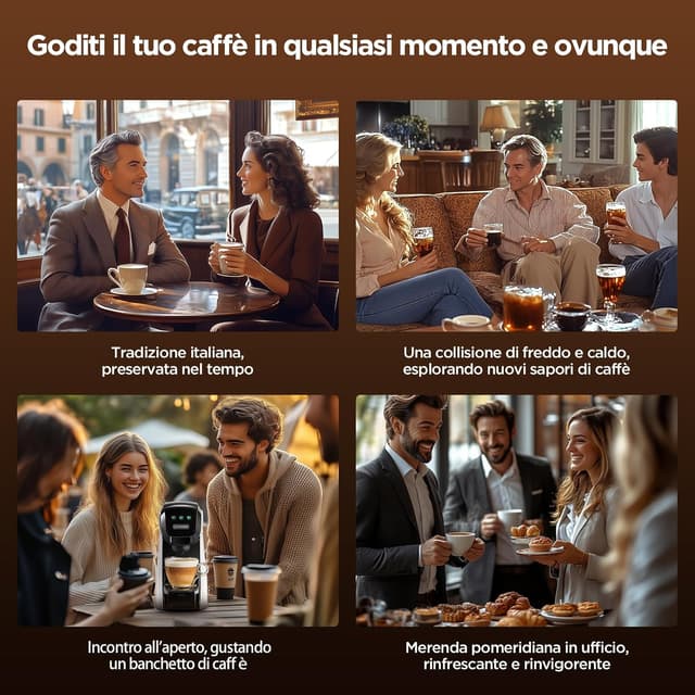 Detalle 2 de CAPXSNOB Warriors1 Macchina da caffè 5 in 1 per capsule (Nespresso Original, Dolce Gusto, Lavazza A Modo Mio, Espresso Point) e caffè macinato