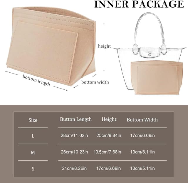 Detalle 2 de Sunshine smile Organizer für Longchamp Tasche (Filz-Taschenorganizer mit mehreren Fächern)