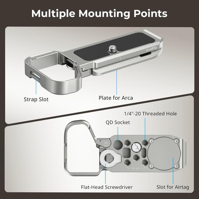 Detalle de SmallRig A7C II/A7CR Grundplatte 5482 mit Arca-Schnellwechsel und AirTag-Slot (nur für Sony Alpha 7C II / 7CR)