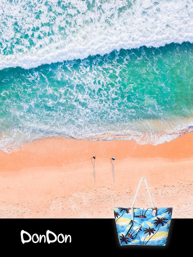 Detalle de DonDon Grand sac de plage avec fermeture à glissière – sac shopping à bandoulière XXL