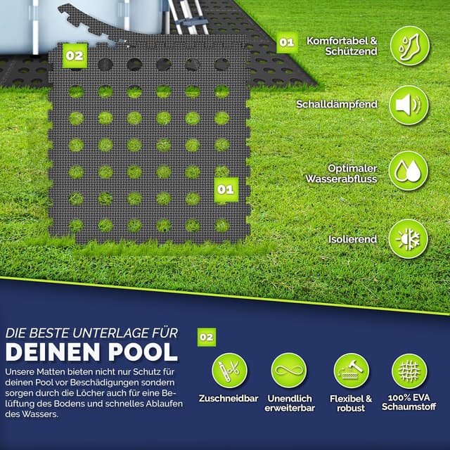 Thumbnail 5 de tillvex Tapis de protection piscine 36 pièces 51x51 cm