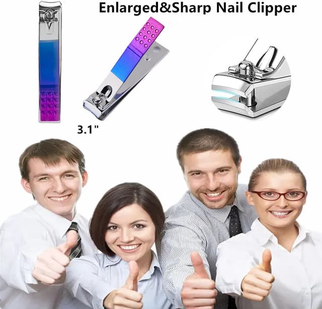 Thumbnail 6 de Kit manucure coupe-ongles : ensemble 7 outils avec étui de voyage PU