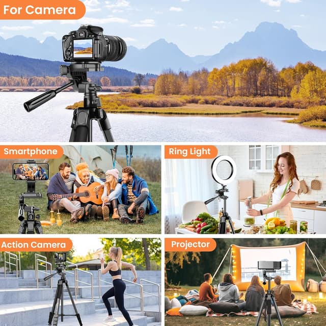 Thumbnail 6 de Nineigh Kamera-Handy-Stativ 190 cm mit 3-Wege-Kopf und Fernauslöser