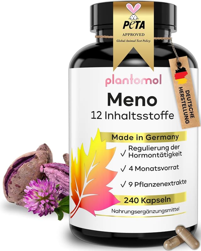 Detalle de 12fach Meno Komplex Wechseljahre Kapseln – Hormon Balance Frauen mit Yamswurzel, Rotklee, Mönchspfeffer, Ashwagandha & Vitamin B6