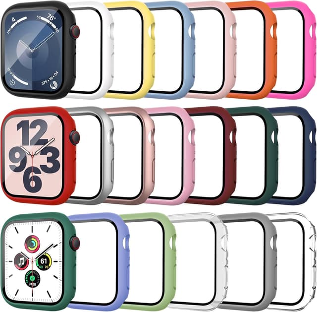 Detalle de Tiorecime lot de 20 coques + protection écran en verre trempé pour Apple Watch Series 9/8/7 (45 mm)