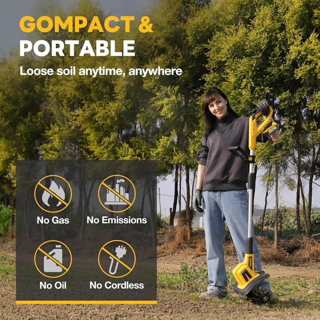 Detalle de Alloyman Cordless Tiller Cultivator 20V