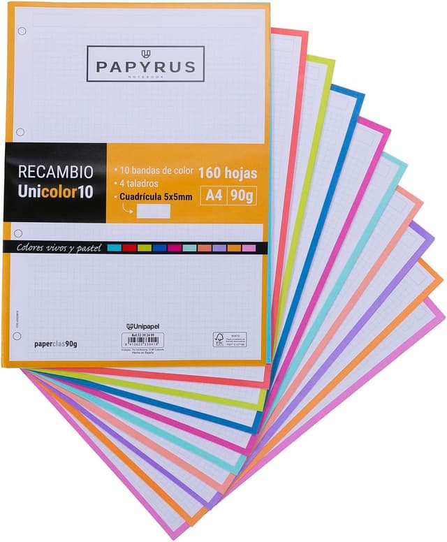 Detalle de Unipapel Papyrus Recharge 90 g 160 feuilles
