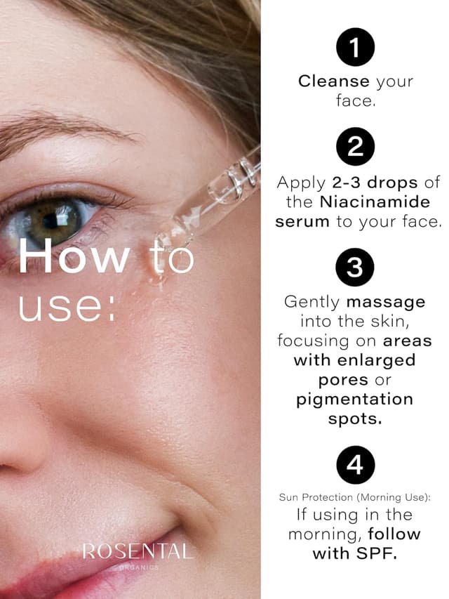 Detalle de Rosental Organics Niacinamide+ Serum Pore-Refining Treatment mit 5% Niacinamid und Azelainsäure