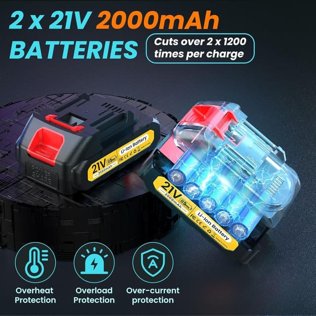 Detalle 2 de Forbici per potatura a batteria cordless con motore brushless 1.000 W e batterie 2×2Ah