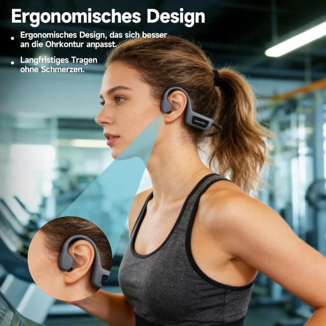Detalle de sunvito Kopfhörer Schwimmen mit Knochenschall, Bluetooth 5.4, IPX8 und 8G Speicher
