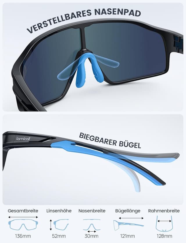 Detalle de Lamicall Kinder-Fahrradbrille Sportbrille Sonnenbrille (22 g TR-90) mit UV400 und polarisierenden TAC-Linsen