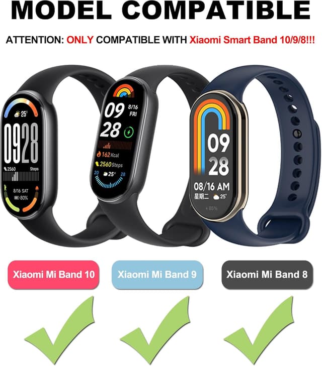 Detalle 2 de Monuary 3–10 Pack Replacement Bands for Xiaomi Smart Band 10/9/8 (soft sport strap, quick release)