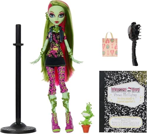 Detalle de Monster High Boo-riginal Creeproduction Venus McFlytrap (con soporte y mascota Chewlian)