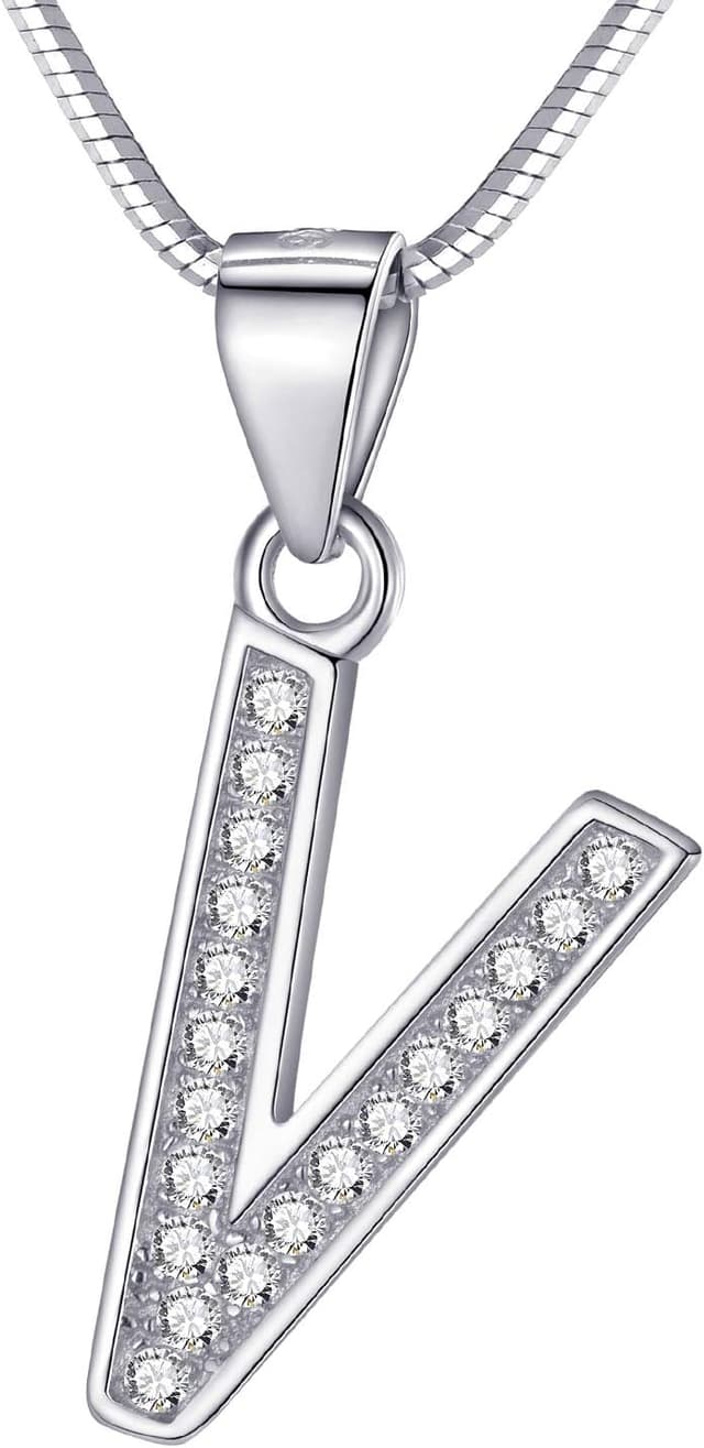 Thumbnail 6 de Morella collana da donna con ciondoli a forma di lettera in argento 925 rodiato, lunghezza 45 cm