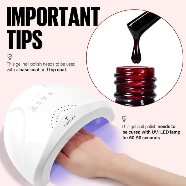 Detalle 2 de TOMICCA Gelée Vernis Semi Permanent (15 ml) transparent rouge – vernis gel UV/LED pour manucure à la maison