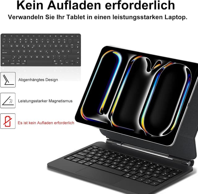 Detalle de IVEOPPE Magic Keyboard für iPad Pro 13" M5 (2025) / M4 (2024) – magnetische Tastaturhülle mit Präzisions-Trackpad, schwarz
