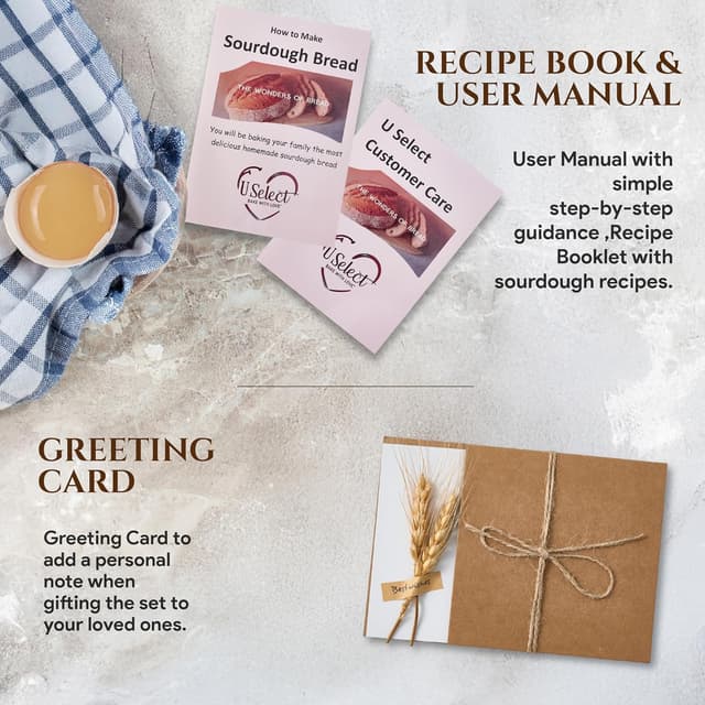 Thumbnail 4 de U Select Sourdough Starter Kit Bread Proofing Basket Set