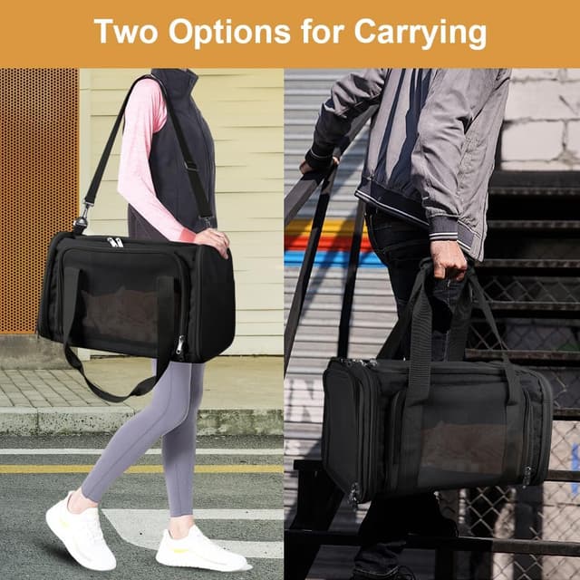 Detalle de vsshe faltbare Hundebox für Auto & Flugzeug – Transportbox aus atmungsaktivem Netz (bis 15 Pfund, Schwarz)