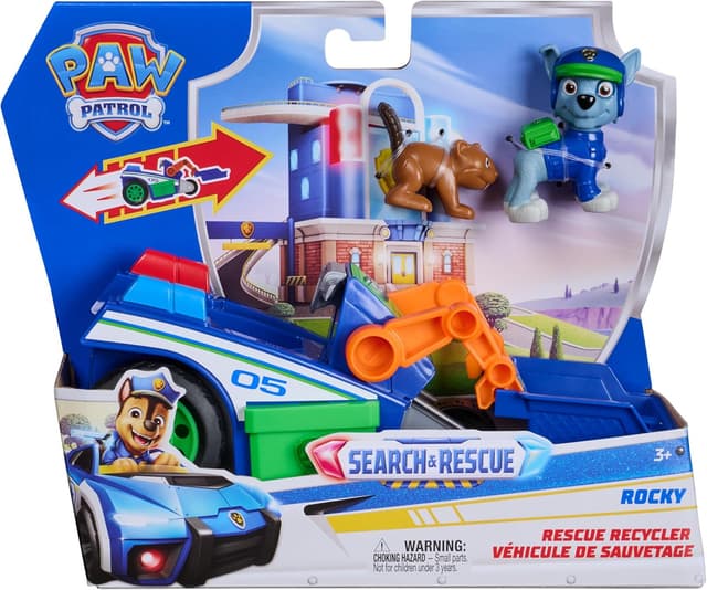 Detalle de Paw Patrol La Pat’ Patrouille Rocky Mission Détectives : véhicule figurine Search & Rescue