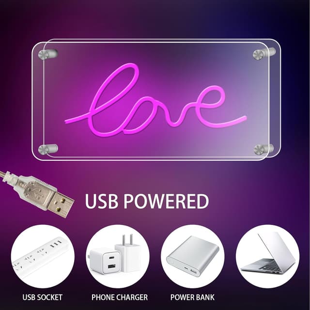 Thumbnail 6 de LOVE-Neonschild USB, doppelschichtiges Acryl