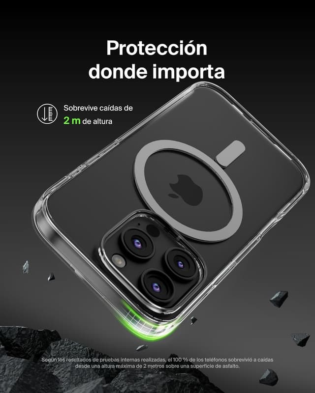 Detalle de Belkin SheerForce Funda para iPhone 16 Pro 📱 MagSafe, Transparente