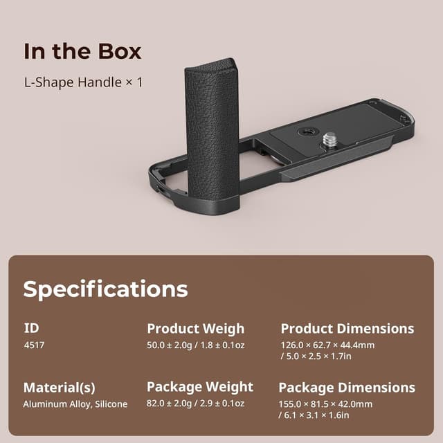 Thumbnail 6 de SmallRig L-Shape Handle 4517 für Panasonic LUMIX S9 mit Arca-Schnellwechselplatte