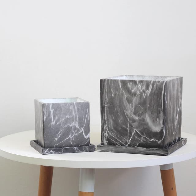 Thumbnail 3 de Olly & Rose Carrara Marble Effect Plant Pot Set Large