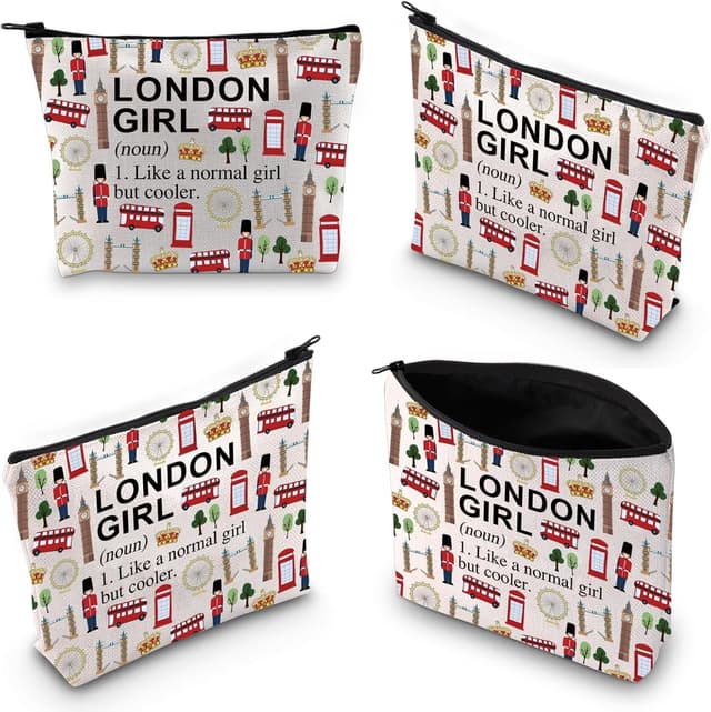 Detalle de LEVLO London Girl Makeup Bag & Travel Zipper Pouch (23 x 18 cm)