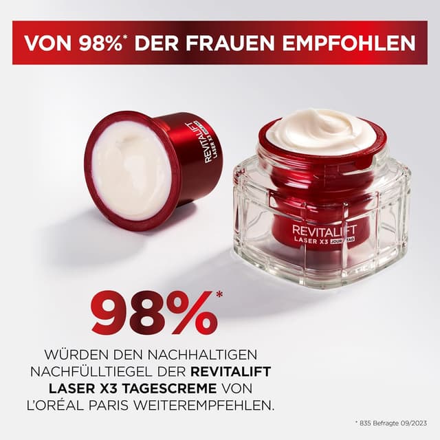 Detalle 2 de L'Oréal Paris Revitalift Laser X3 Anti-Age Tagespflege Nachfüllkapsel (50 ml) mit Pro-Retinol, Hyaluronsäure & Vitamin C
