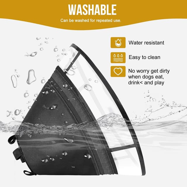 Detalle de OneTigris Adjustable Dog Recovery Cone Collar (Soft Alternative Elizabethan Collar) – Black, Large