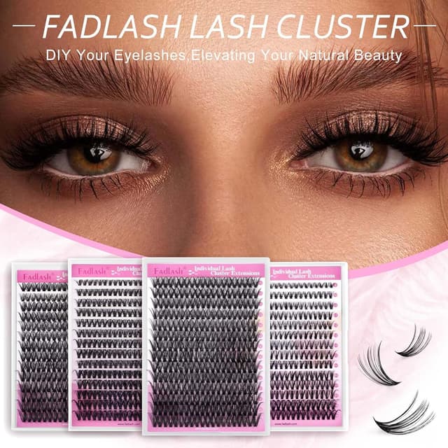 Detalle 2 de FADLASH Ciglia finte naturali a ciuffetti (30 root) 0,07 mm, C curl, lunghezze miste 12–18 mm