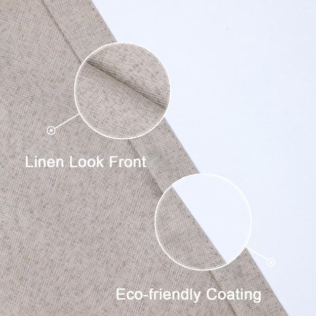 Detalle de Chlophy Blackout Curtains Linen Look Taupe Brown Eyelet (2 Panels) 66×90IN