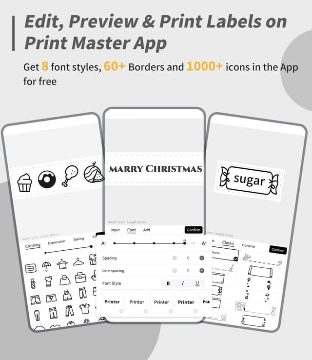 Detalle de Phomemo P12 Beschriftungsgerät-Set mit Bluetooth & 3 Rollen farbiger Etiketten