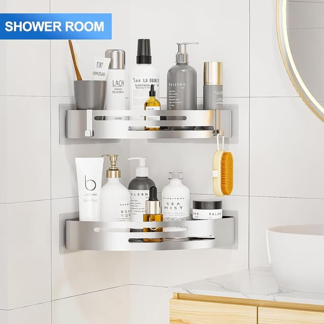 Thumbnail 2 de PNNP Duschablage Ohne Bohren Ecke Silber 2-stk