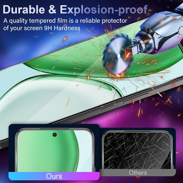 Detalle 2 de Mayfun Schutzfolie für Honor Magic 8 Lite / Magic8 Lite 5G – 2x Displayschutz + 2x Kameraschutz, 9H Panzer-Glas-Folie