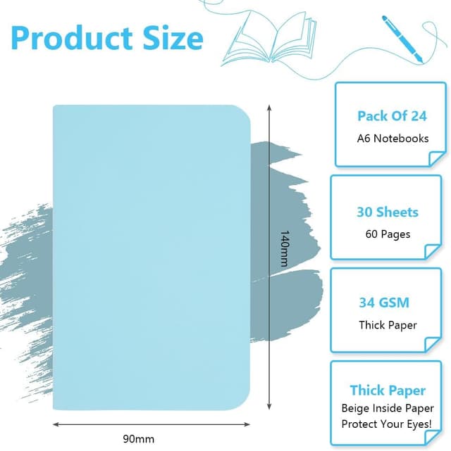 Detalle 2 de AOOSU Lot de 24 Cahiers A6 14 x 9 cm đź““