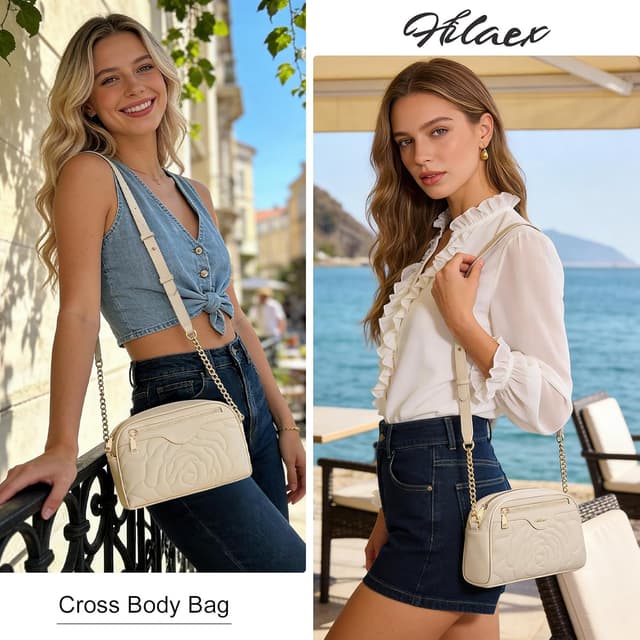 Detalle 2 de HILAEX sac bandoulière femme antivol en cuir PU – petit sac à main avec bandoulière réglable et amovible