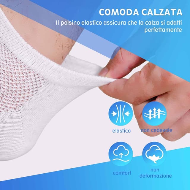 Detalle de PUTUO calzini sportivi corti a cinque dita per uomo (5 paia) in cotone traspirante