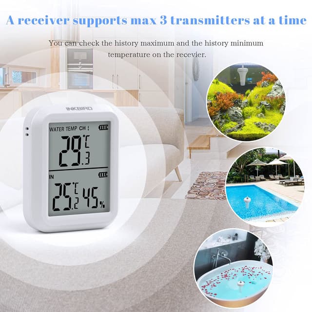 Detalle de Inkbird IBS-P01R Funk-Poolthermometer (schwimmend) – digitales Set mit Innenempfänger