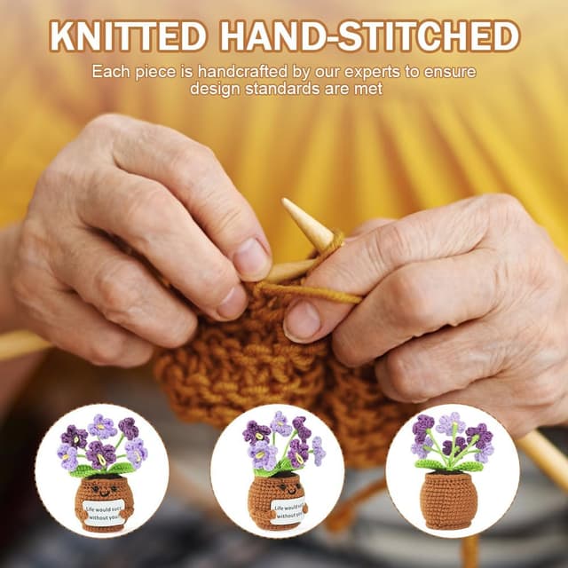 Detalle de Vicloon Fleurs Positives – mini plante au crochet avec carte d’encouragement