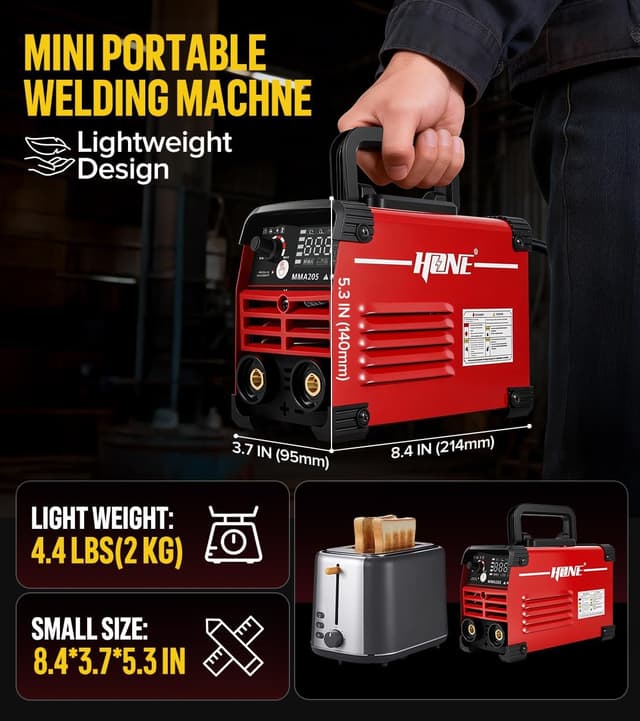 Detalle de HONE Stick Welder 110V (Upgraded 205Amp Mini Welder) with Lift TIG, Hot Start/Arc Force, Anti-Stick & VRD, Includes 25 Rods