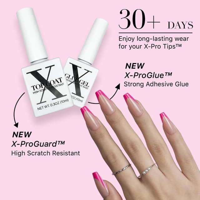 Detalle de SXC Cosmetics X-Pro Tips French Tip Press On Nails (Bright Pastel Glow in the Dark) — Coffin GLOW120KIT-M