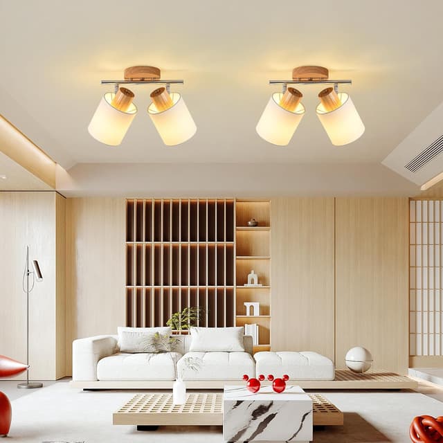 Detalle 2 de SANSHI Plafonnier Bois 2 Spots