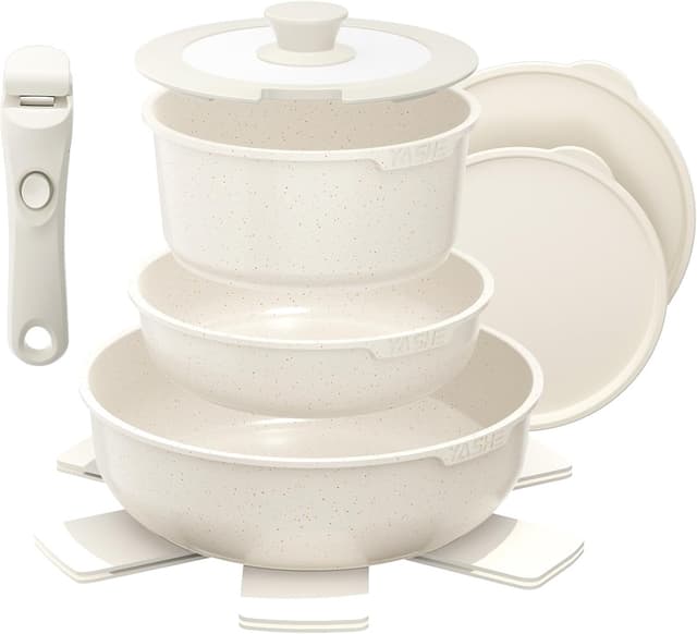 Detalle de YASHE 9 piezas ollas y sartenes antiadherentes