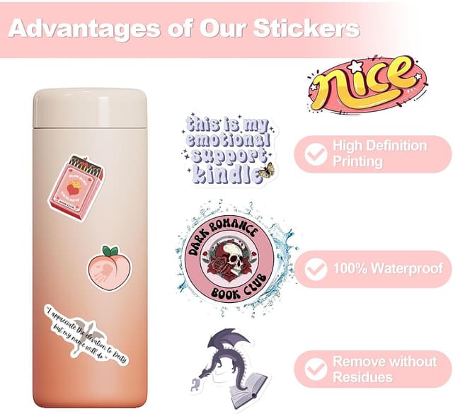 Detalle 2 de Nivafer Kindle-/Laptop-Aufkleber Set (50 Stück) in Rosa – wasserfest für Scrapbooking & Deko