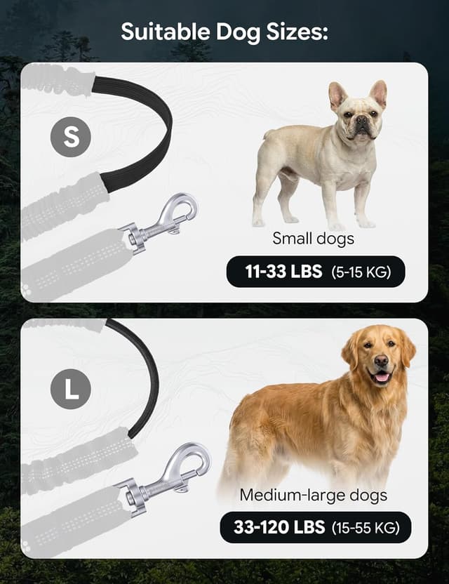 Thumbnail 6 de Pecute Joggingleine für Hunde (15–55 kg) mit breitem Bauchgurt, wasserdichter Hüfttasche & Stoßdämpfungs-Bungee